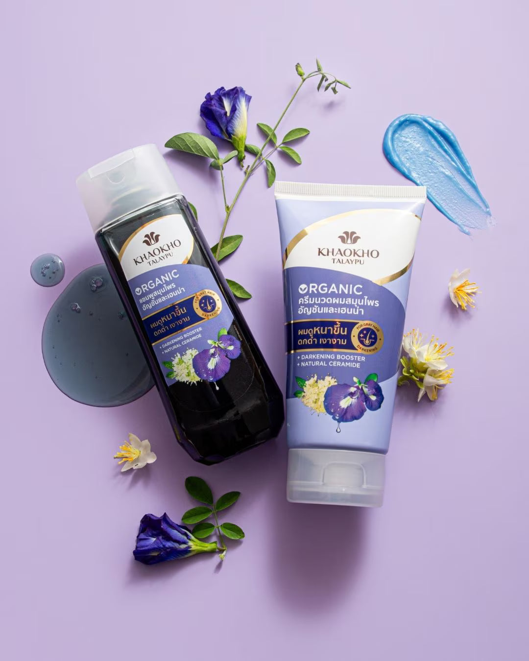 KHAOKHO TALAYPU Anti-Gray Hair Bundle (180+160ml)