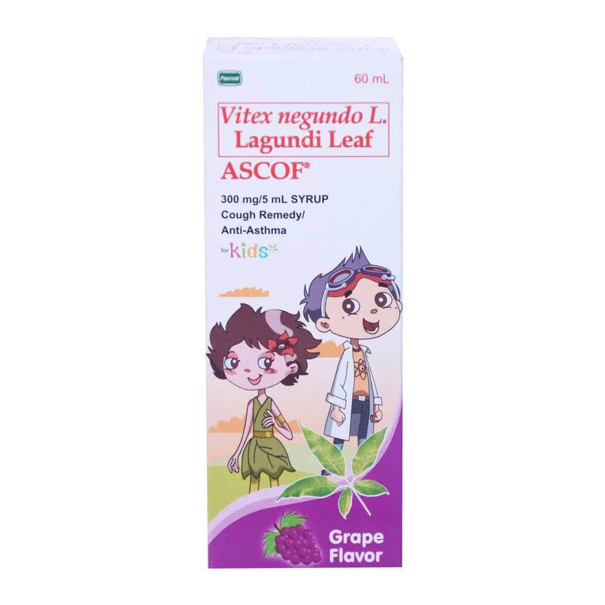 ASCOF Vitex negundo L. Lagundi Leaf 300mg/5ml Grapes Flavor 60ml