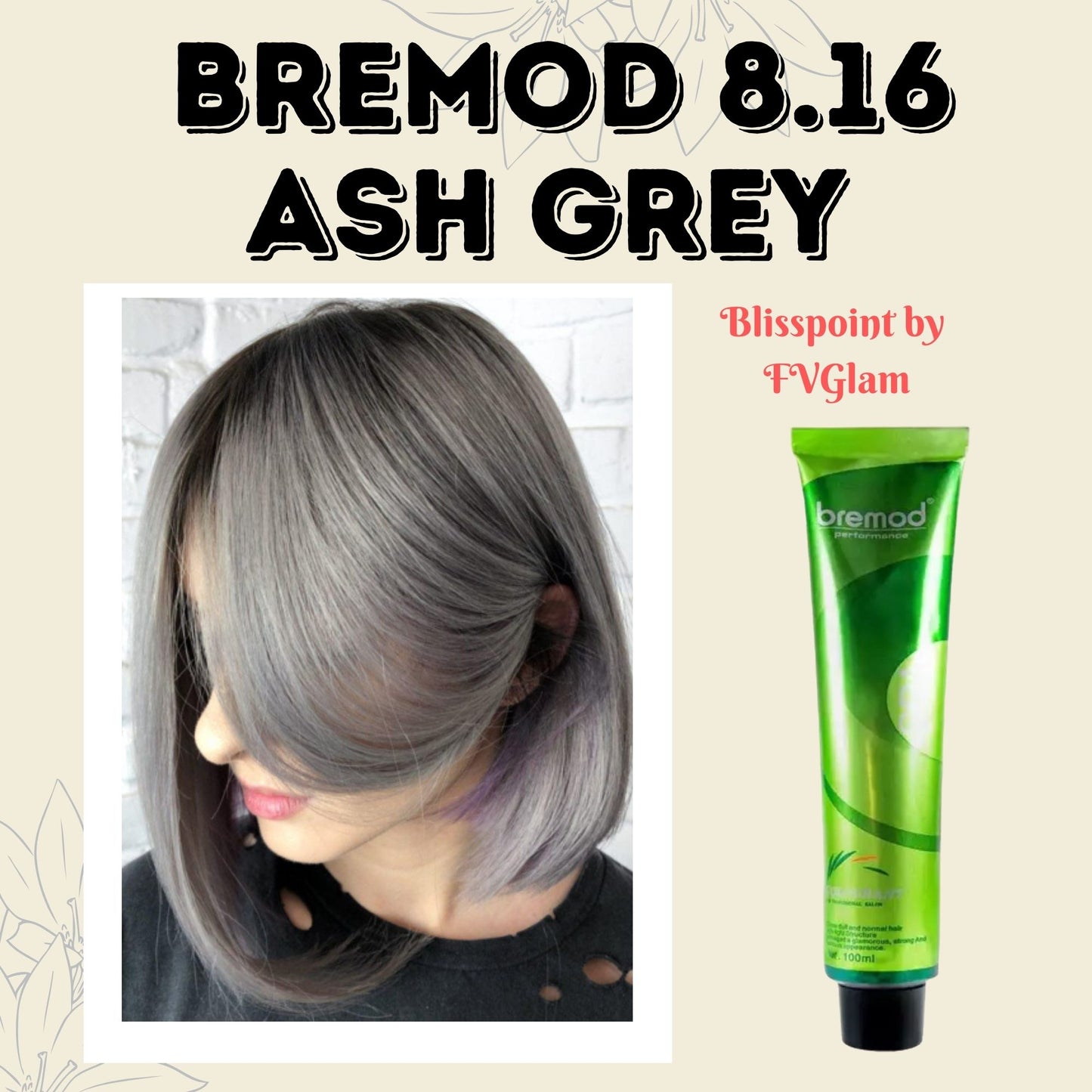 Bremod Hair Color 8.16 Ash Grey