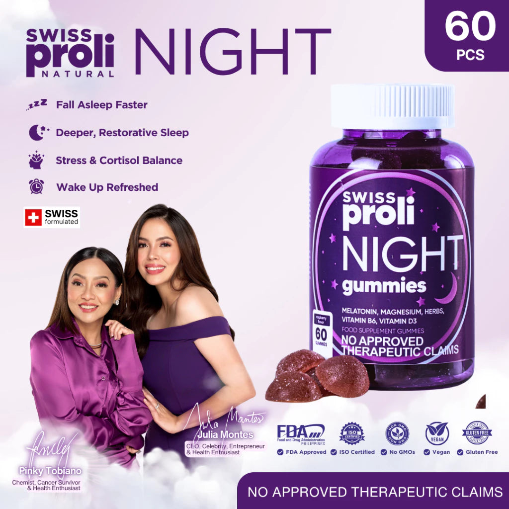 SWISS PROLI Night Melatonin Ashwaganda | 60 Gummies