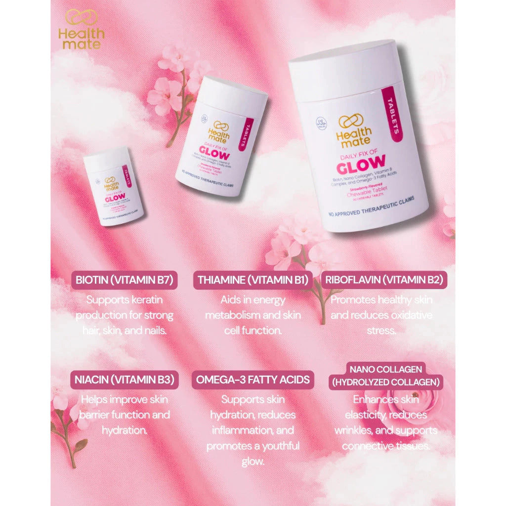 Healthmate GLOW Collagen Multivitamin Complex & Omega Strawberry Flavor 60tabs