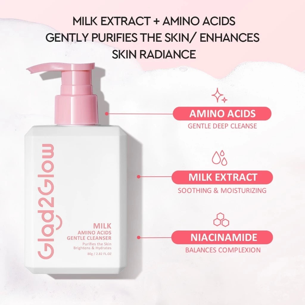 Glad2Glow Milk Amino Acid Gentle Facial Cleanser 80g