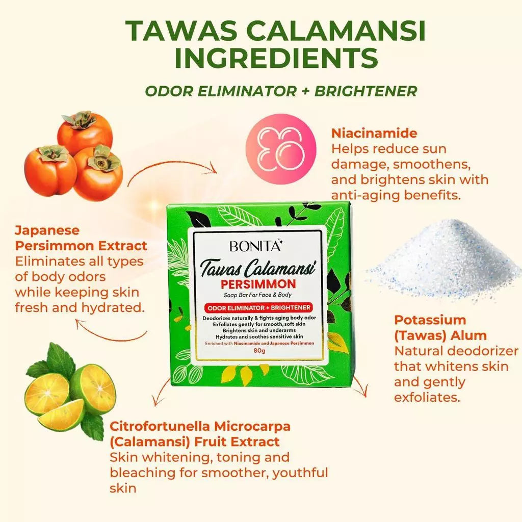 Bonita Tawas Calamansi Persimmon Soap 80g