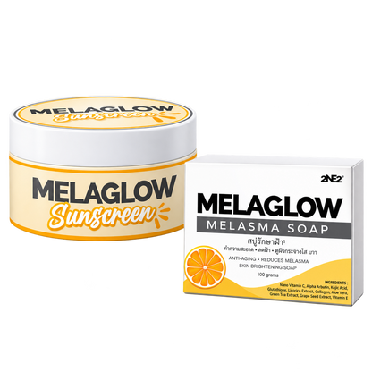 2NE2 Thailand Melaglow Sunscreen +Soap for Melasma, Pekas, Hyperpigmentation, Sunburn, SPF 50