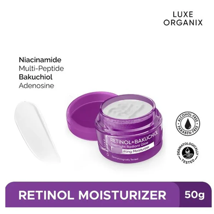 Luxe Organix Retinol + Bakuchiol Overnight Radiant Glow Lifting Moisturizer 50g