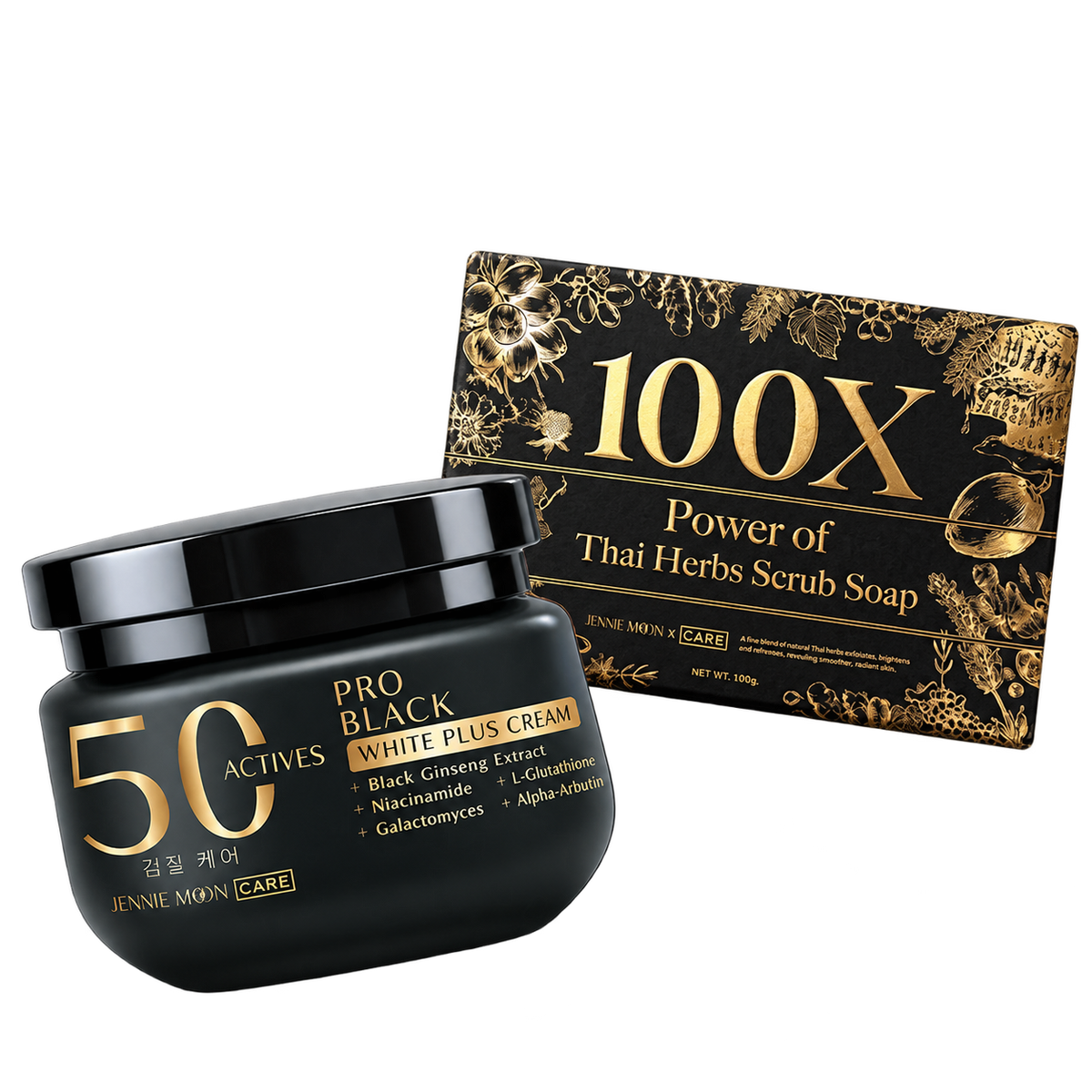 Bundle of JENNIE MOON 50X Black Ginseng 250g + 100X Power of Thai Scrub 160g