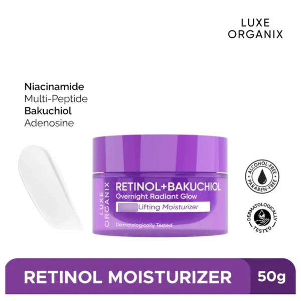 Luxe Organix Retinol + Bakuchiol Overnight Radiant Glow Lifting Moisturizer 50g
