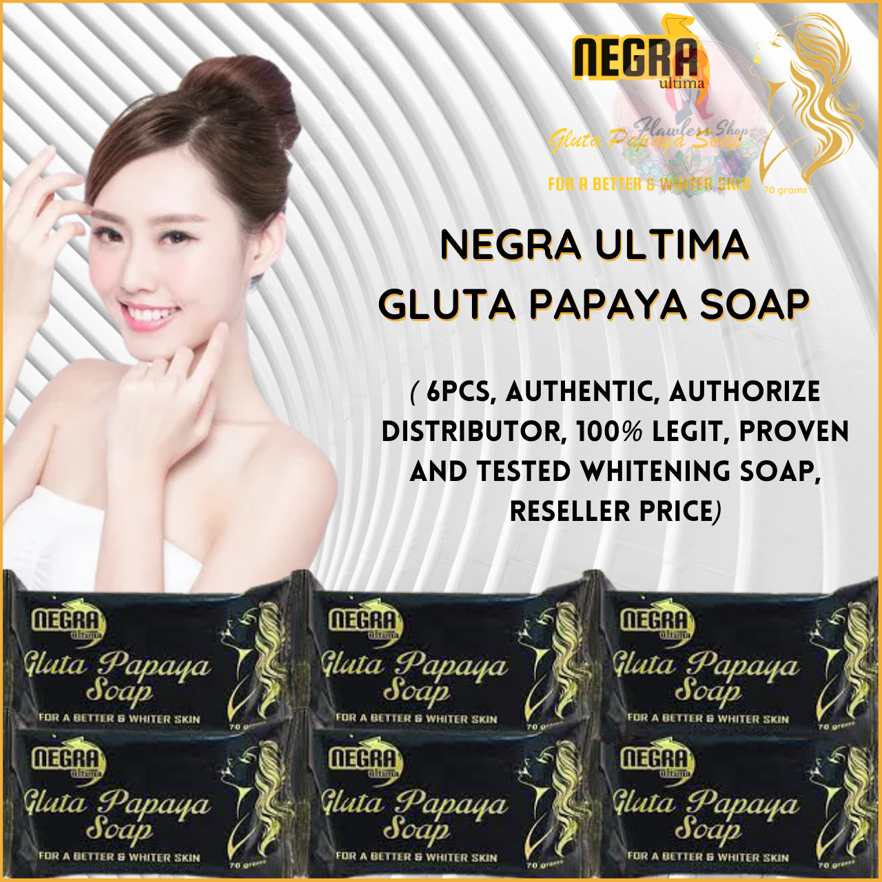 6 Pcs Negra Ultima Gluta Papaya Whitening Soap