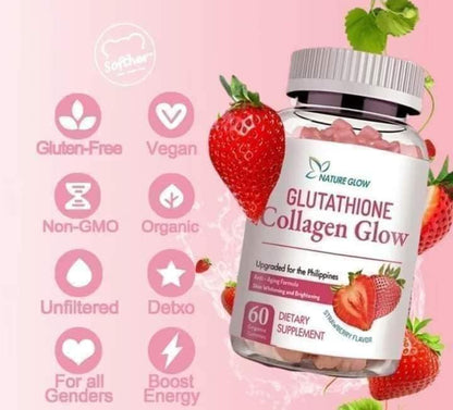 Glutathione Collagen Glow 60pcs Strawberry Gummies by Nature Glow