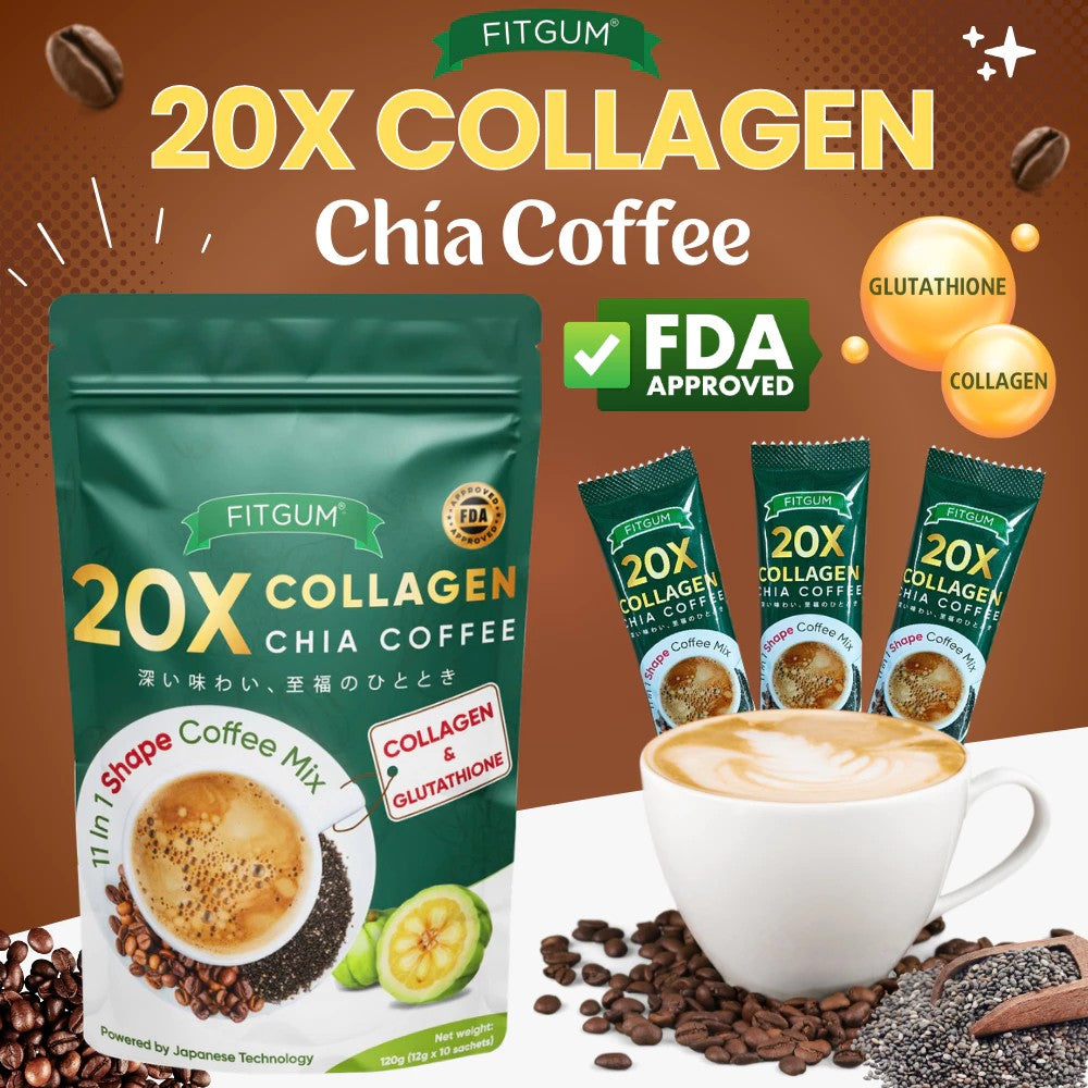 Fitgum Collagen Chia Coffee Mix 10's