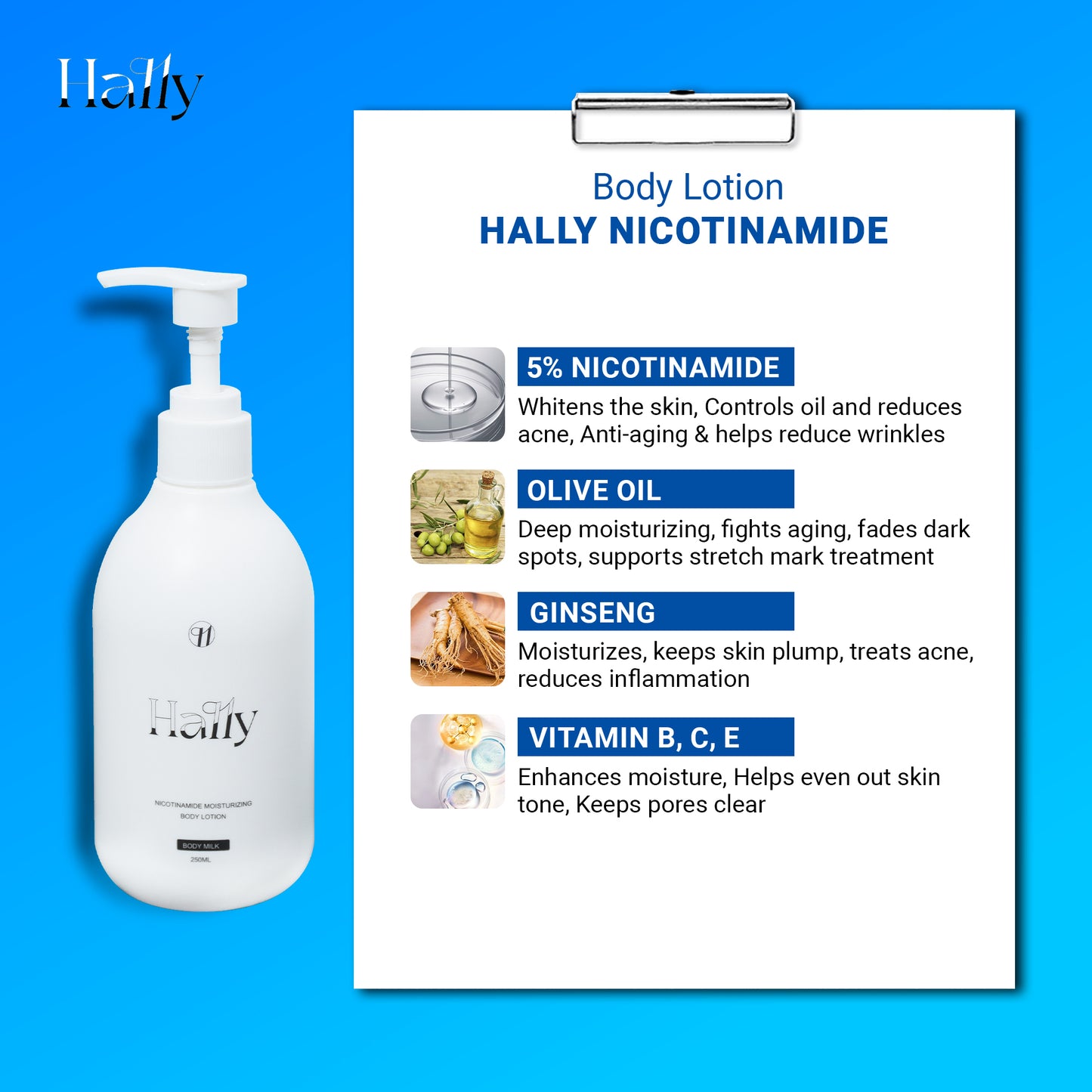 Hally Nicotinamide Body Lotion 250ml
