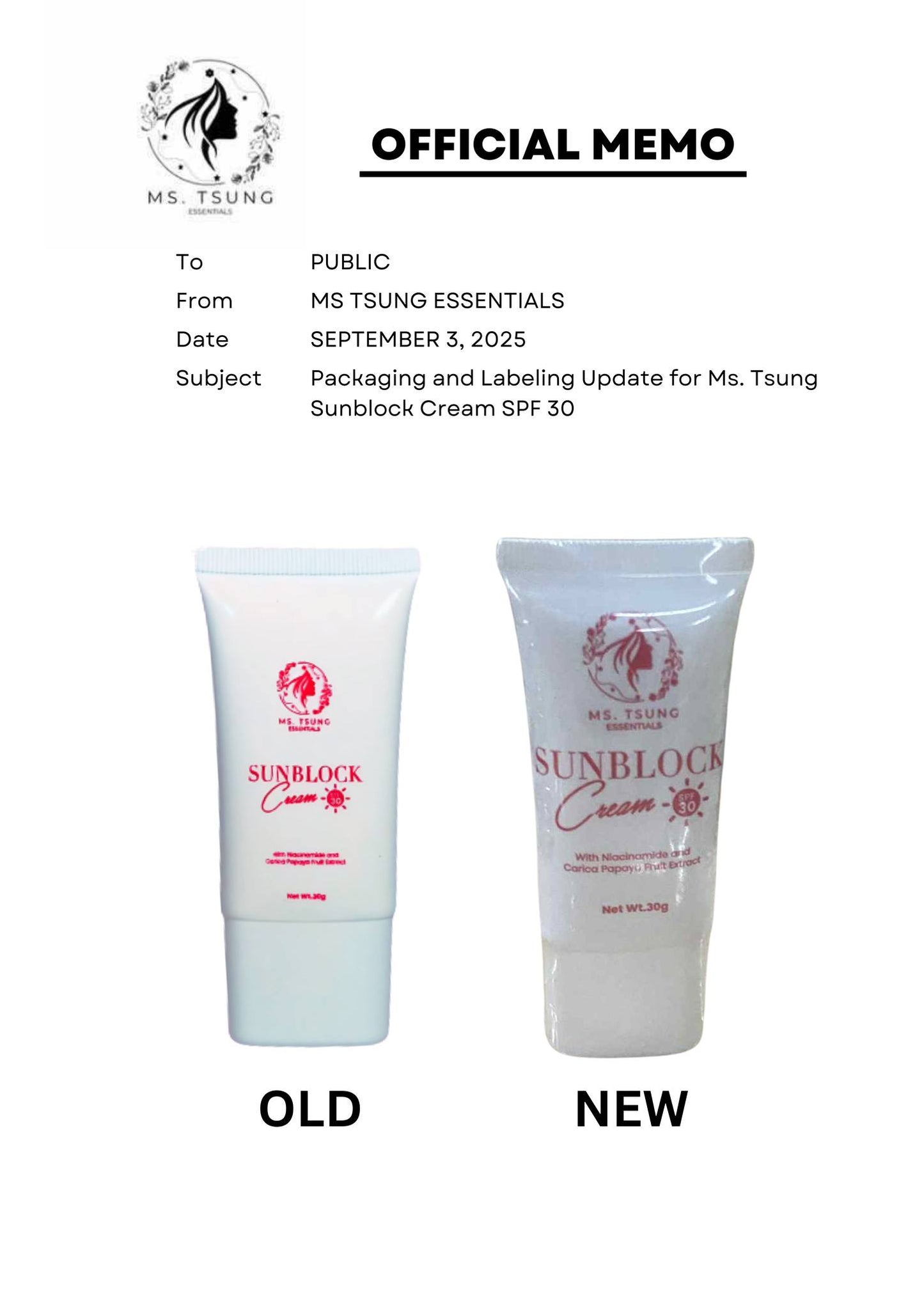 Ms Tsung Sunblock Cream SPF30 30g