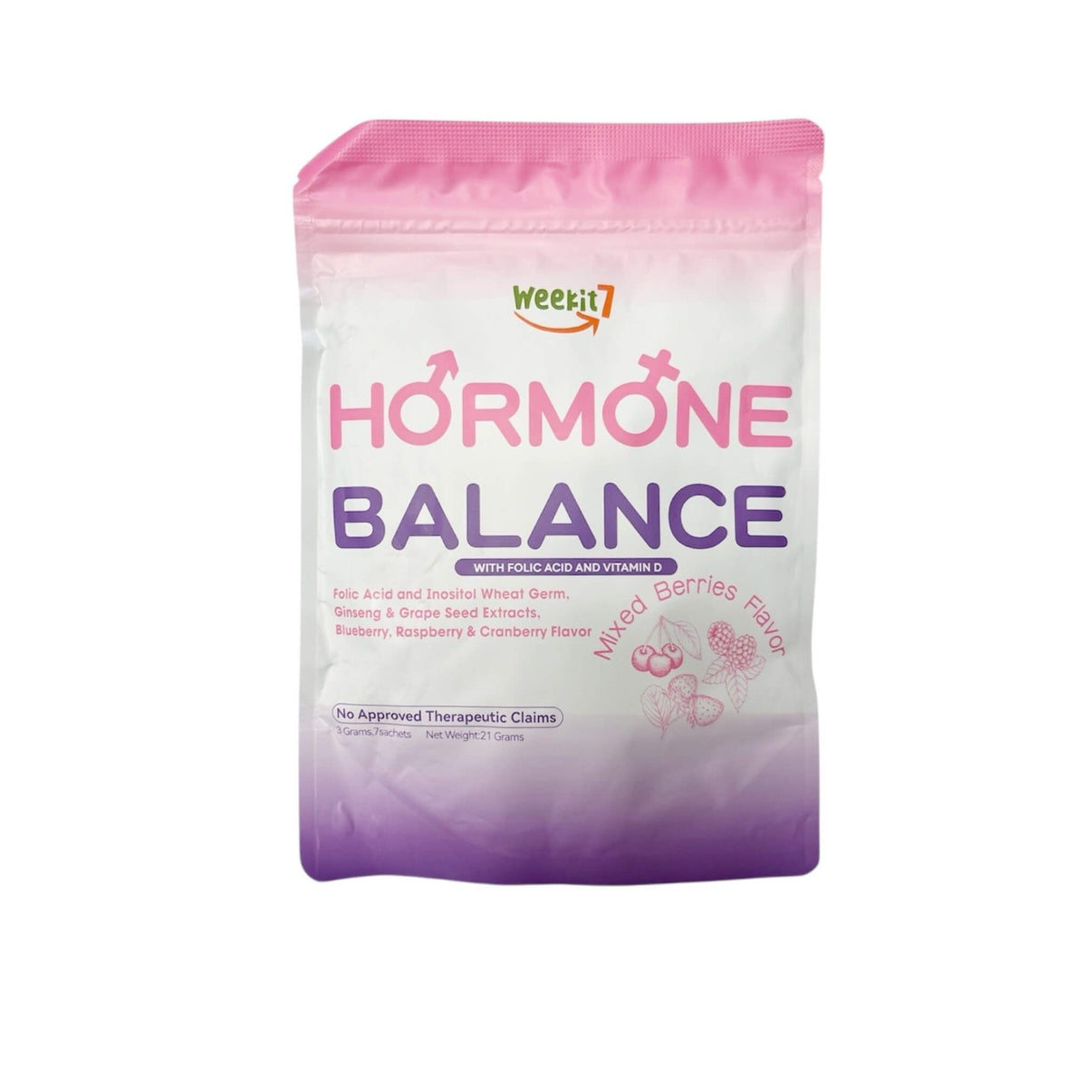 Weekit7 Hormone Balance Drink Mix w/ Folic Acid & Vitamin D, 7 Sachets