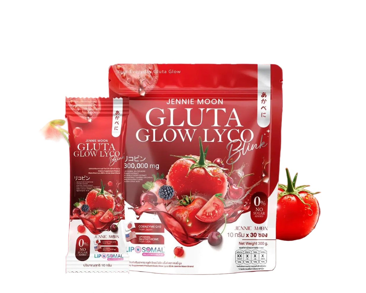 JENNIE MOON Gluta Glow Lyco Blink 300,000 mg I 10 Sachets