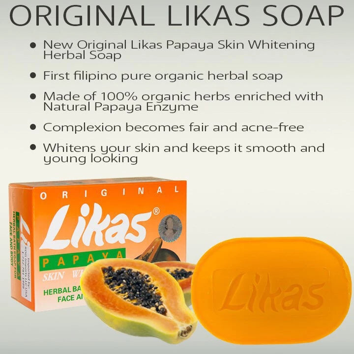 Likas Herbal Soap with Natural Papaya Enzyme for Brighter Skin 135g