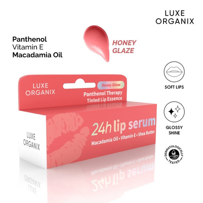 Luxe Organix Panthenol Therapy 24h Lip Serum Tinted Lip Essence Berry/ Cherry/ Honey Glaze 10g