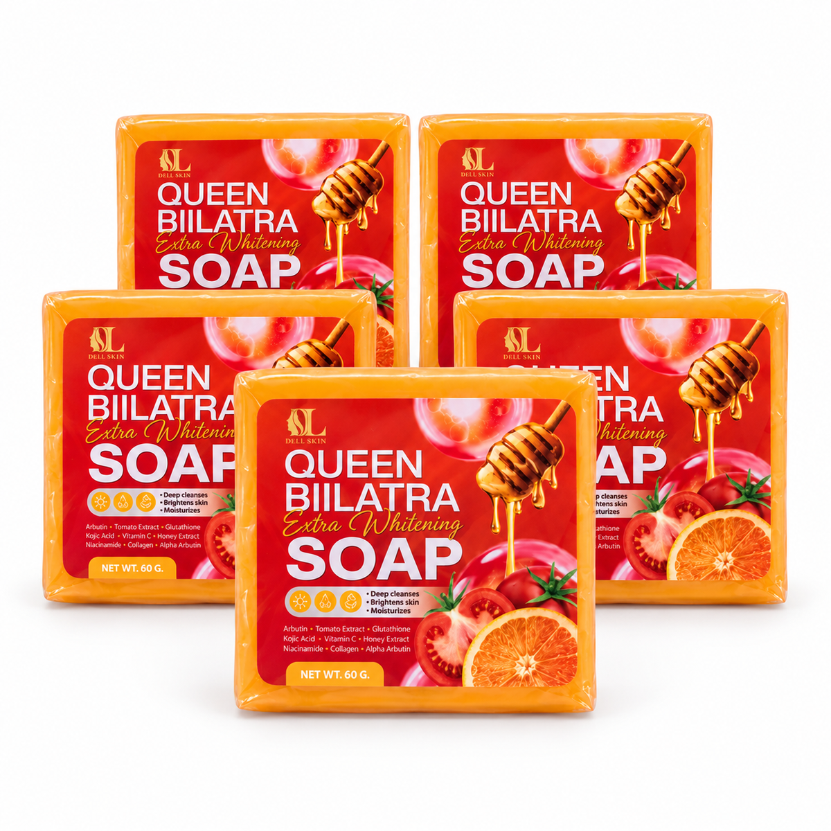 5 pcs of DELI SKIN QUEEN BIILATRA EXTRA WHITENING SOAP