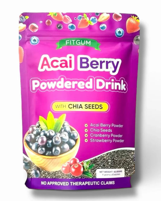 FITGUM Acai Berry Powdered Drink With Chia Seeds 10's