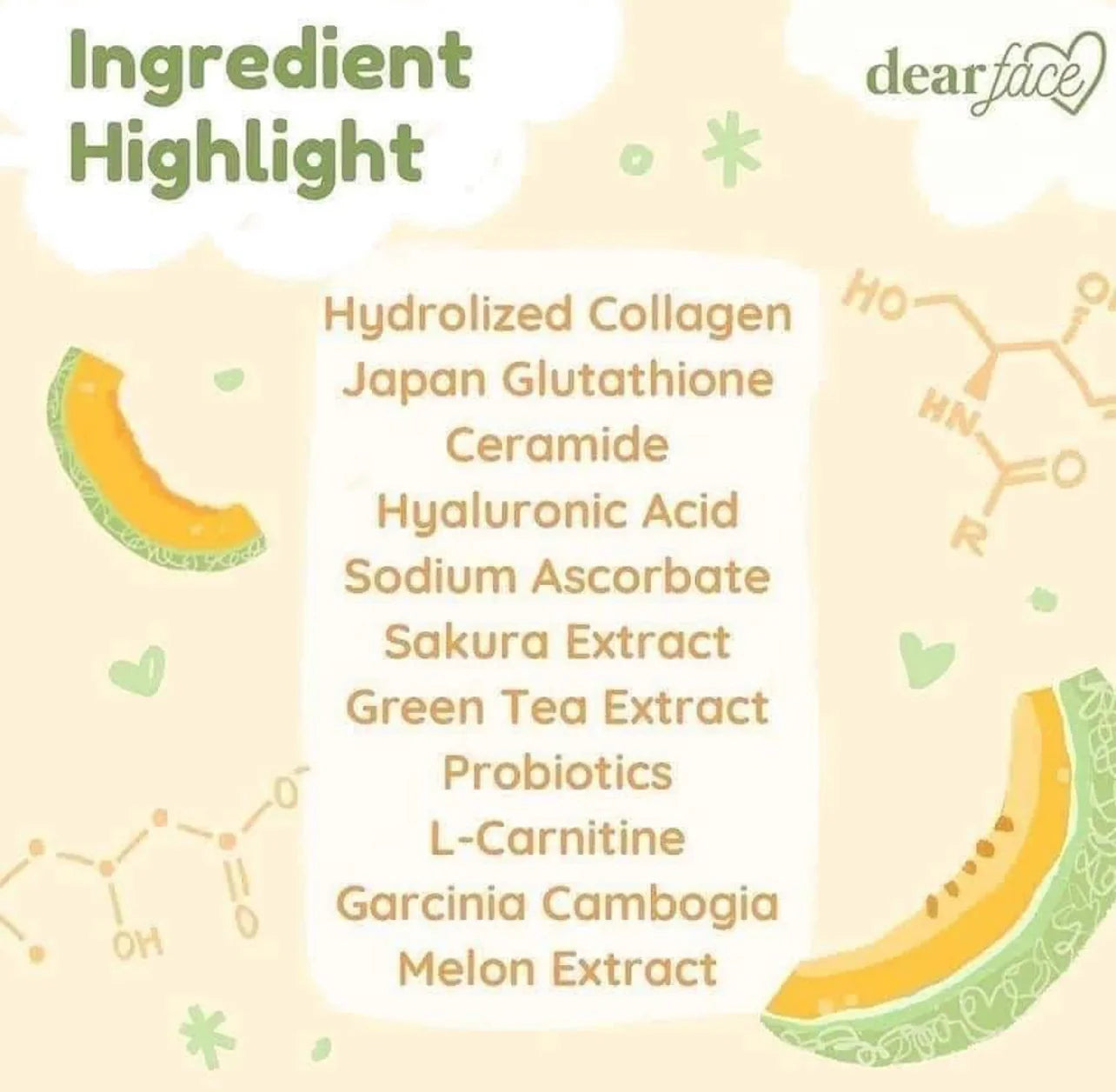 Dear Face Beauty Milk Melon Drink Collagen 500g