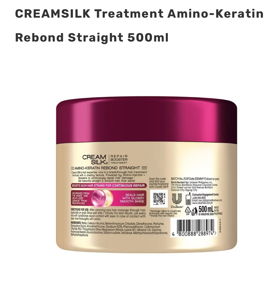 CREAMSILK Treatment Amino Keratin Rebond Straight 500ml