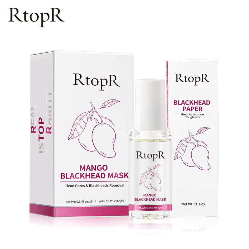 RtopR Mango Blackhead Remover Mask Peeling Off Nose Mask Oil Control 10ml+50pcs paper