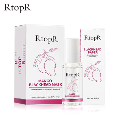 RtopR Mango Blackhead Remover Mask Peeling Off Nose Mask Oil Control 10ml+50pcs paper