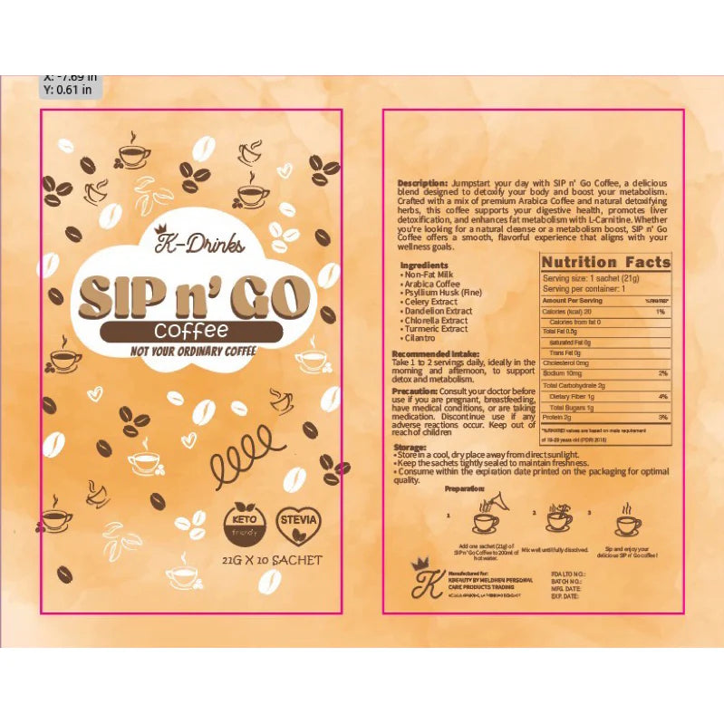 Combo of K-Drinks Sip N' Go Coffee & cocoa Drink Mix (10 sachets/pk)