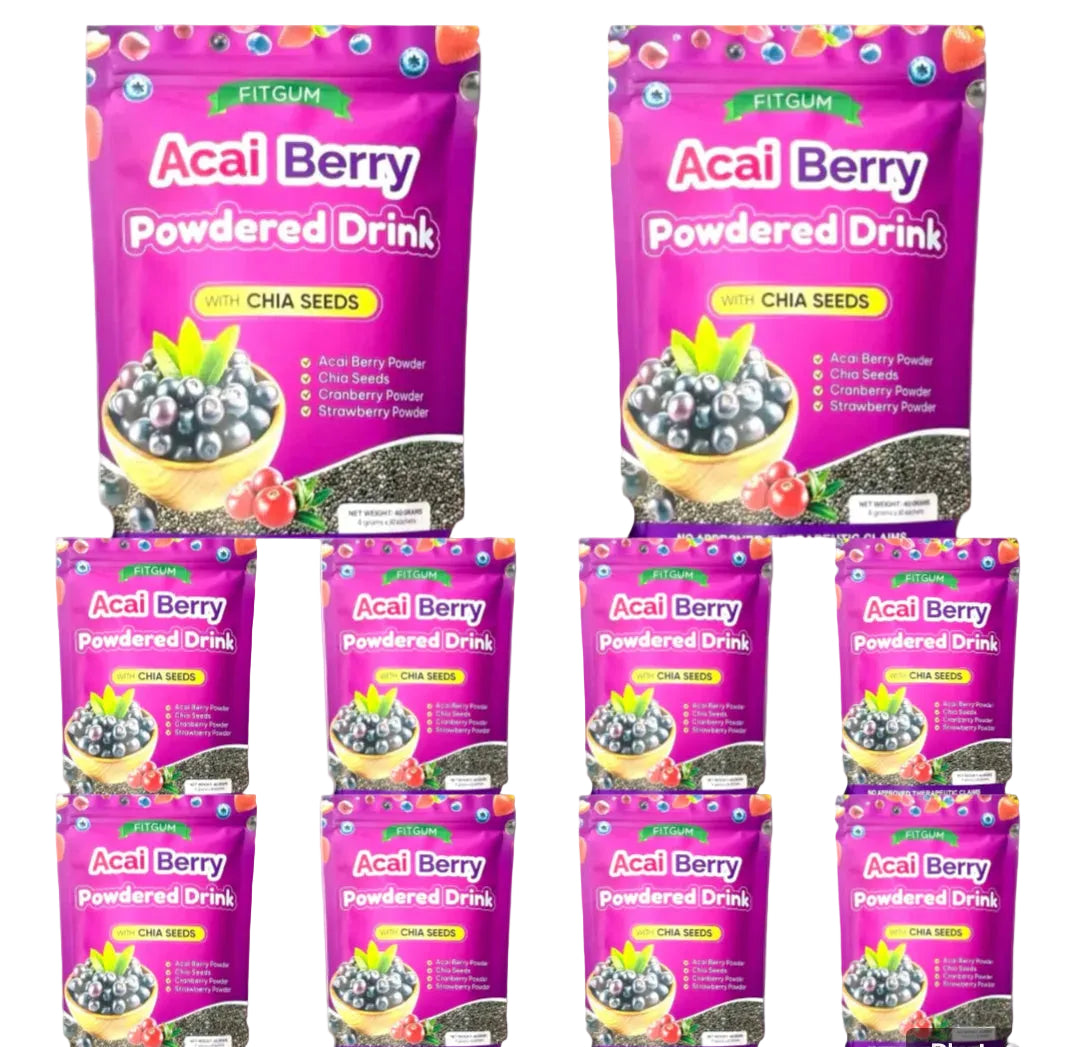 10 packs of FITGUM Acai Berry Powdered Drink With Chia Seeds (10's/pk)