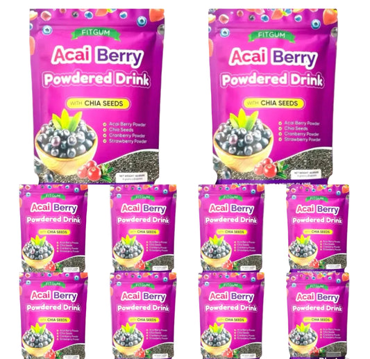 10 packs of FITGUM Acai Berry Powdered Drink With Chia Seeds (10's/pk)