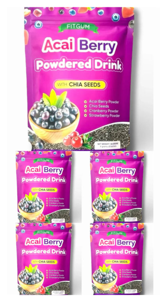 5packs FITGUM Acai Berry Powdered Drink With Chia Seeds (10's/pk)