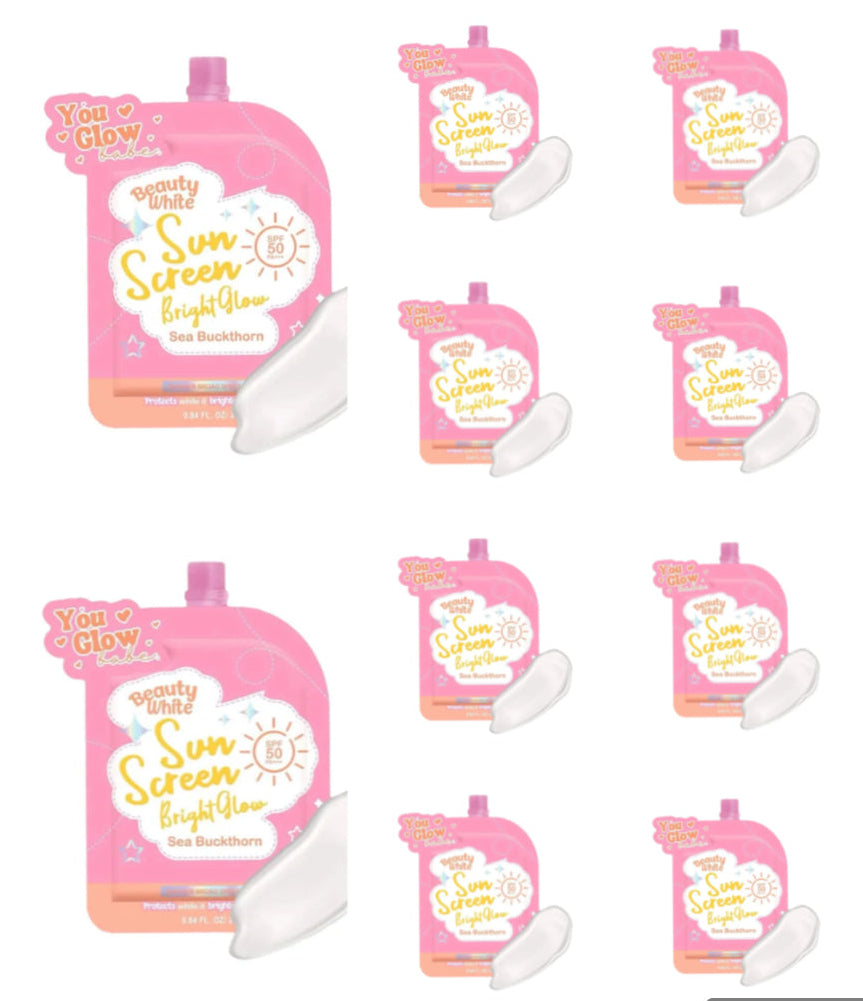 10pcs of You Glow Babe Beauty White Sunscreen Bright Glow SPF 50 PA+++ 25g