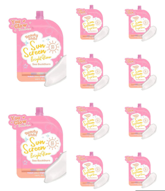 10pcs of You Glow Babe Beauty White Sunscreen Bright Glow SPF 50 PA+++ 25g