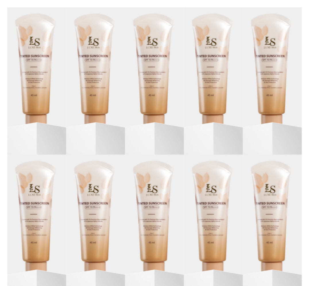 10pcs of Luxe skin Tinted Sunscreen with SPF 70 PA +++ 45ml