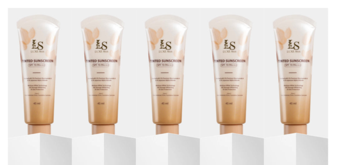 5pcs of Luxe skin Tinted Sunscreen with SPF 70 PA +++ 45ml