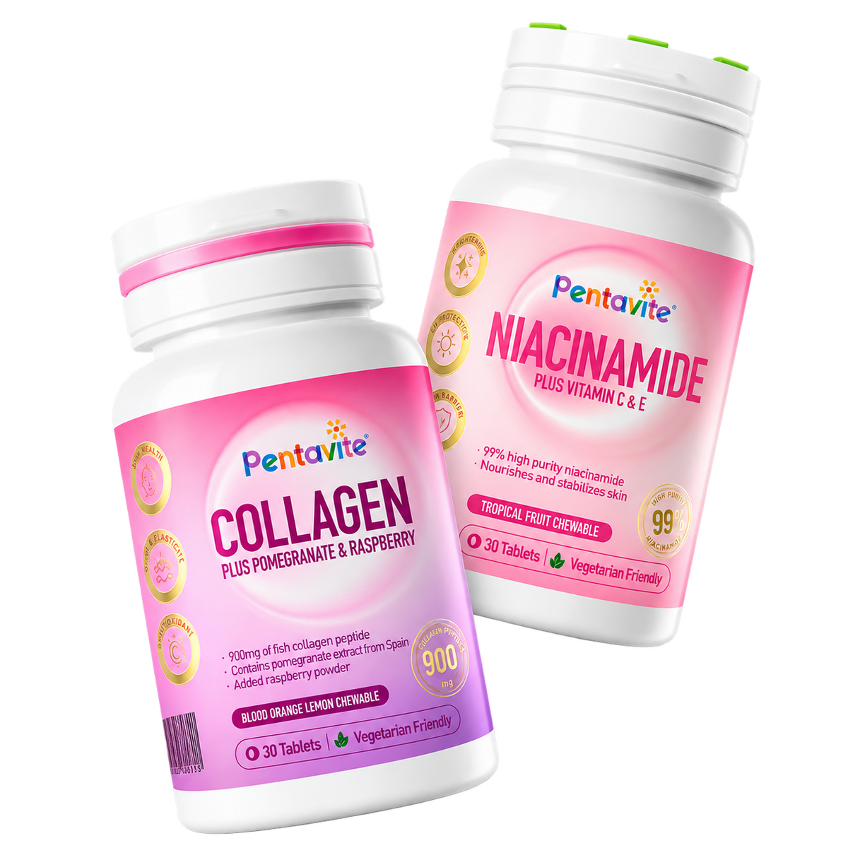 Pentavite Niacinamide+Collagen Skin Brightening Whitening Anti Aging 60pcs