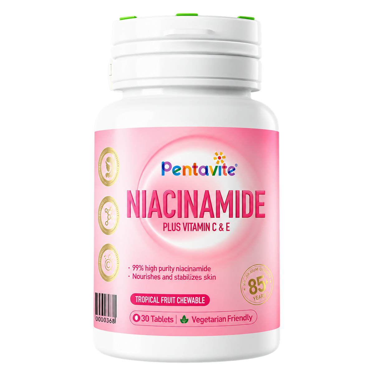 Pentavite Niacinamide Plus UV Protection Reduce Dark Spots Vitamin C Brightening & After-sun Repair