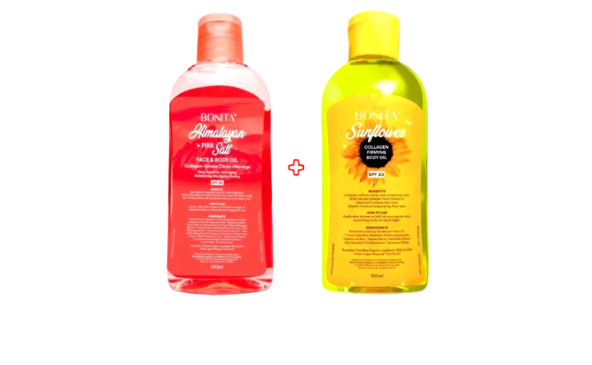 Combo of Bonita Himalayan Pink Salt Face and Sunflower Body Oil with SPF 30, 100ml