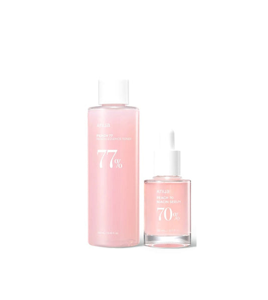 Combo of Anua Peach 70% Niacinamide Serum & Peach 77% Niacinamide Essence Toner