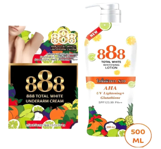 Combo of 888 TOTAL WHITE WHITENING BODY LOTION 500ML  Underarm Cream