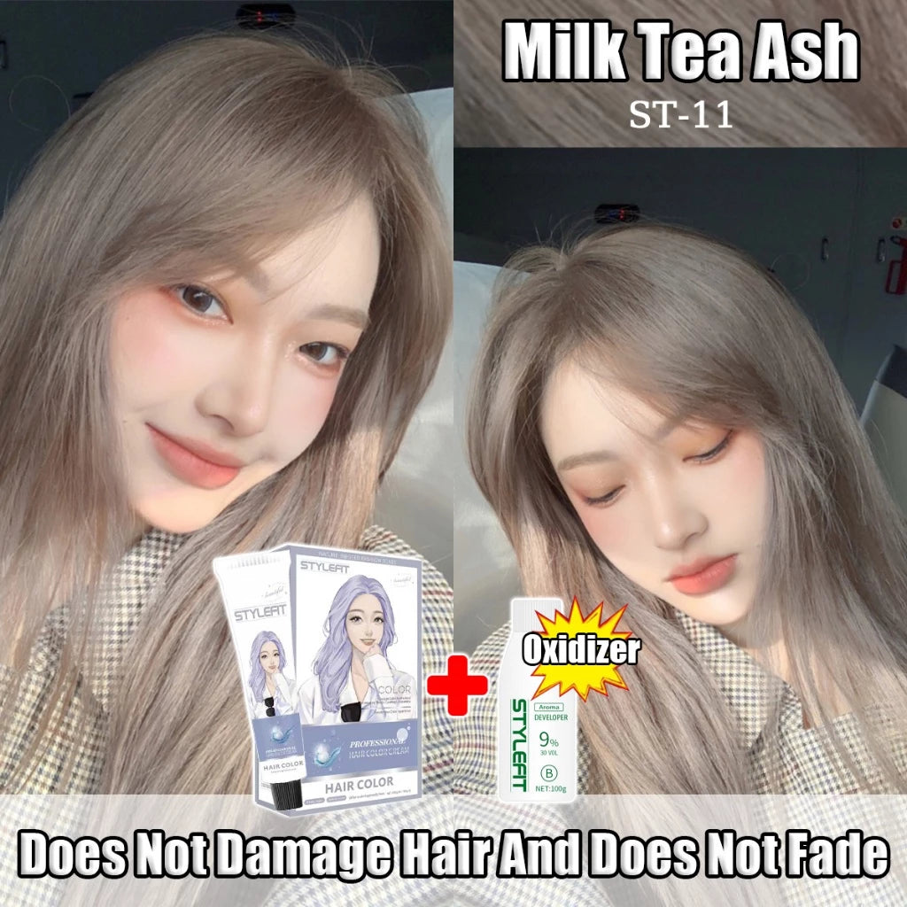 STYLEFIT Milk Tea Ash - 11 Hair Color（100ml Hair Dye + 100ml Oxidant)