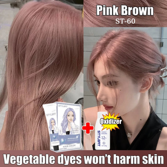 STYLEFIT Pink Brown-60  Hair Color（ 100ml Hair Dye + 100ml Oxidant ）