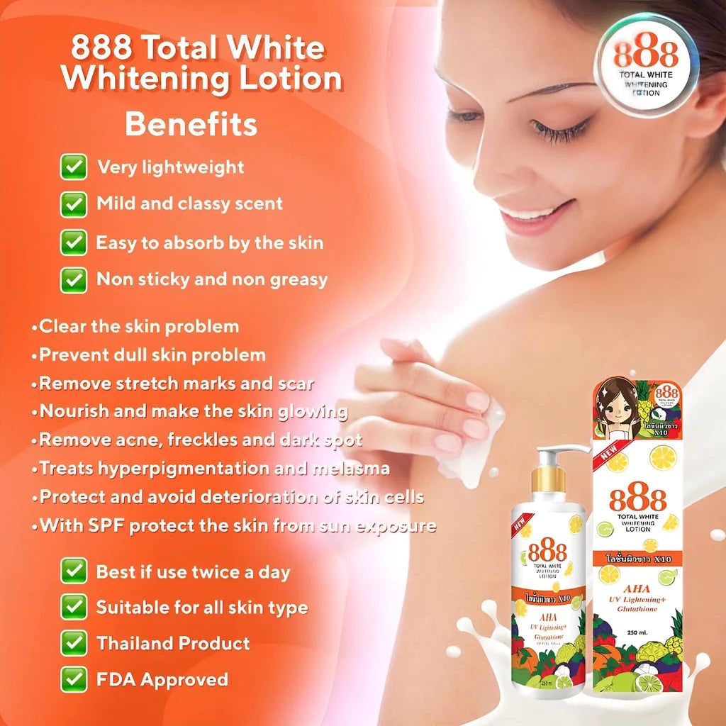 888 Total White Whitening Lotion 250ml