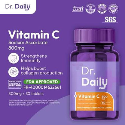 Dr Daily Vitamin C Sodium Ascorbate 800mg 30 capsules