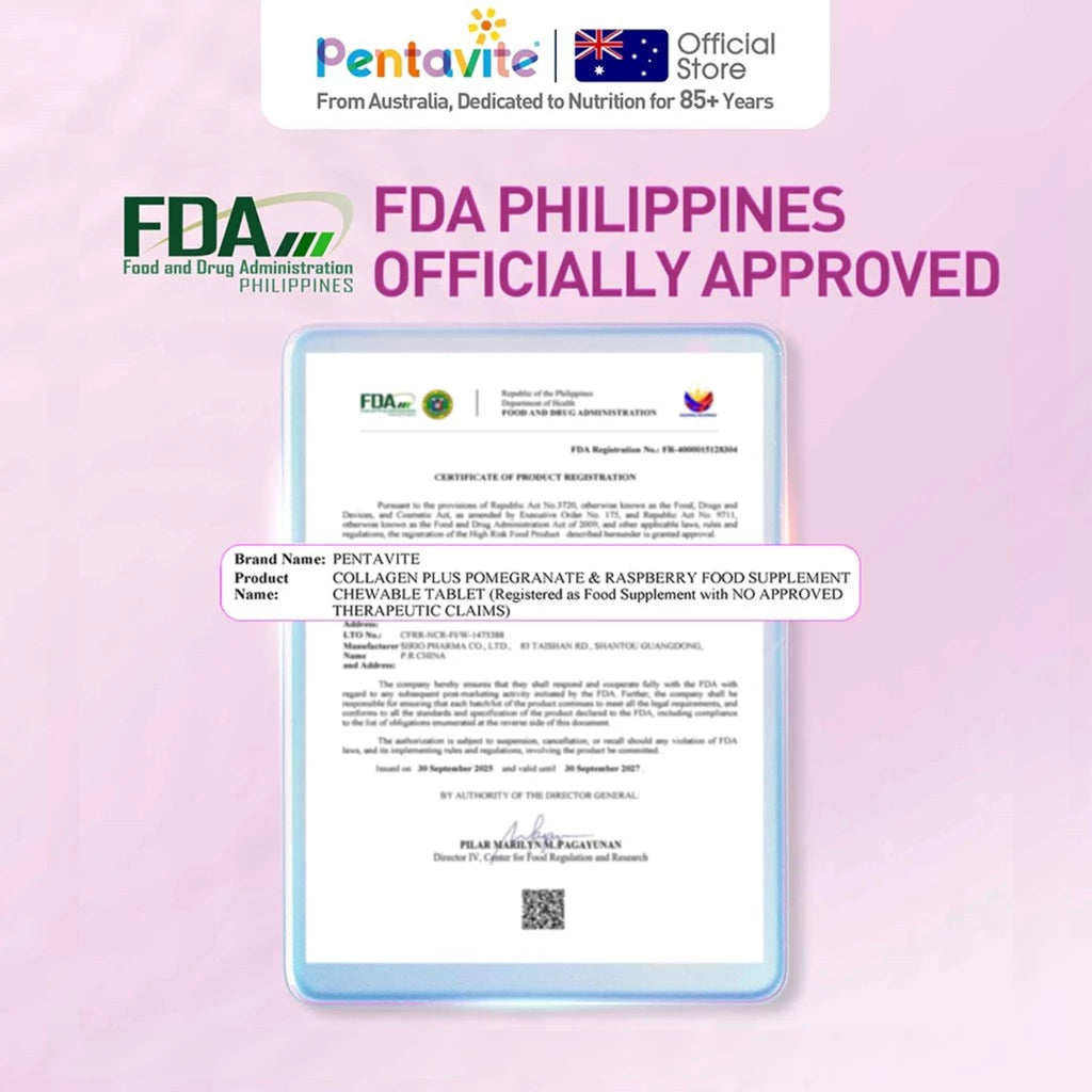 Pentavite Collagen Chewables | Skin Radiance | FDA approved | Age-defying,Whitening Firming 30pcs