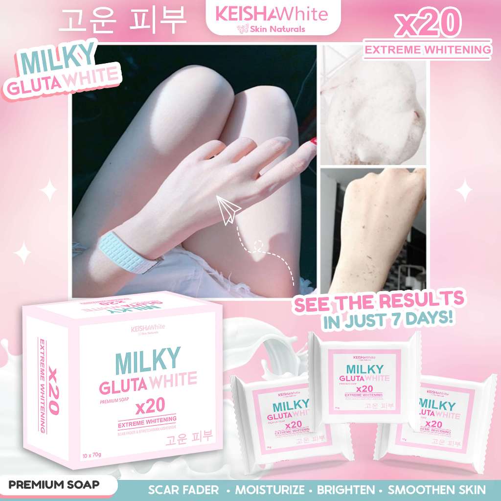 Keisha Milky Gluta White Soap 20x Whitening 70g- 1pc