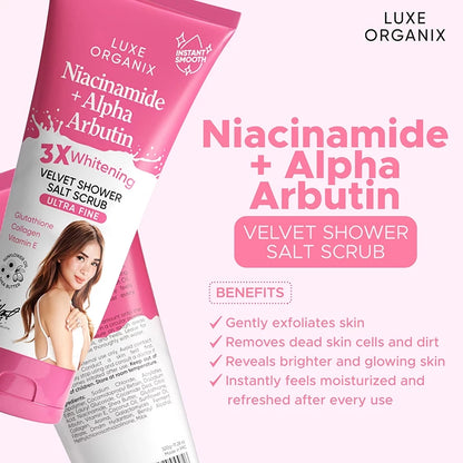 LUXE ORGANIX Velvet Shower Salt Scrub 320g