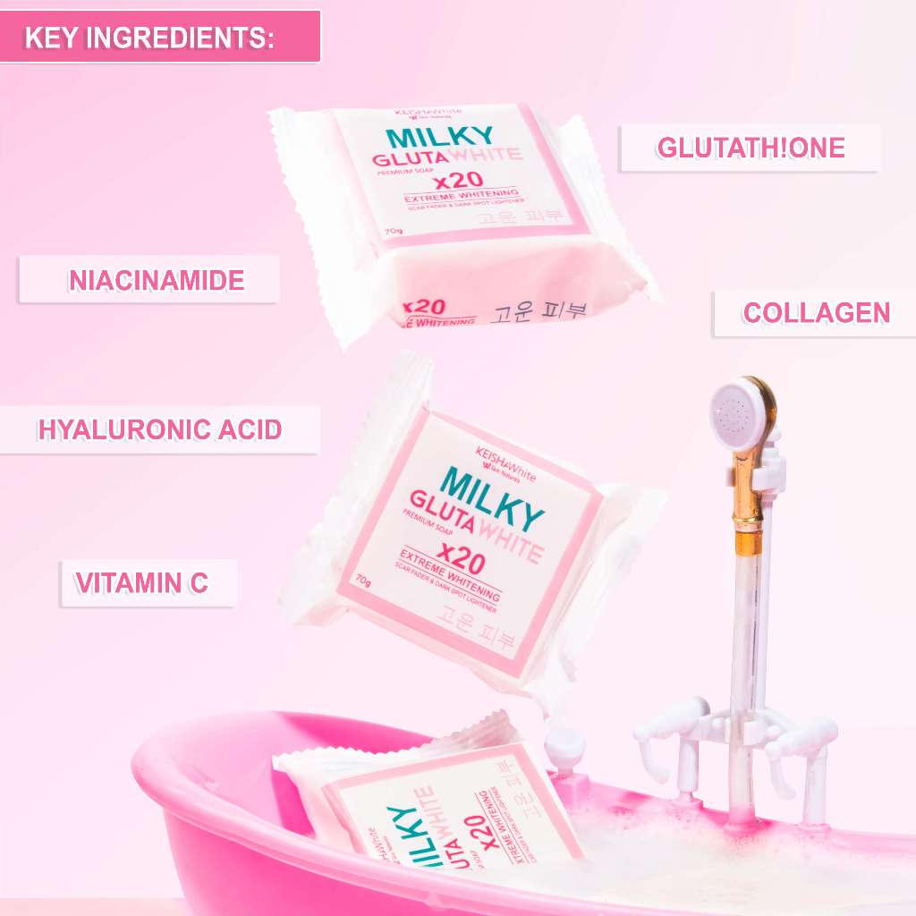 Keisha Milky Gluta White Soap 20x Whitening 70g- 1pc