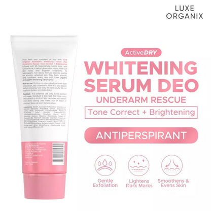 Luxe Organix Active Dry Whitening Serum Deodorant Underarm Rescue 50g