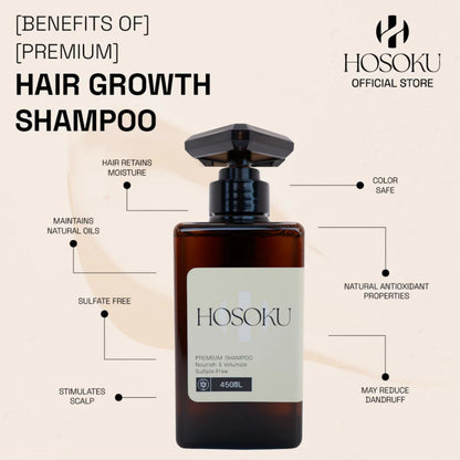 HOSOKU Premium Hair Growth Shampoo – Anti-Hair Fall & Thinning Formula 450ml