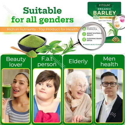 Fitgum Organic Barley with Glutathione & Collagen Juice Detox Drink (15sachets)